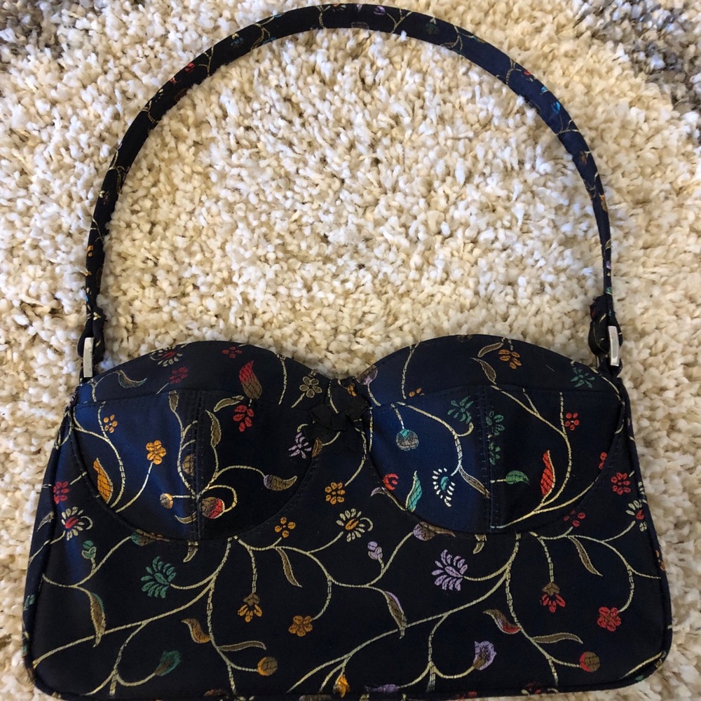 Cute Bustier Shaped Floral Embroidered Han…